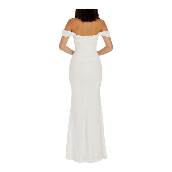 Dress the Population White Off-Shoulder Slit Maxi Dress S - Picture 2 of 11